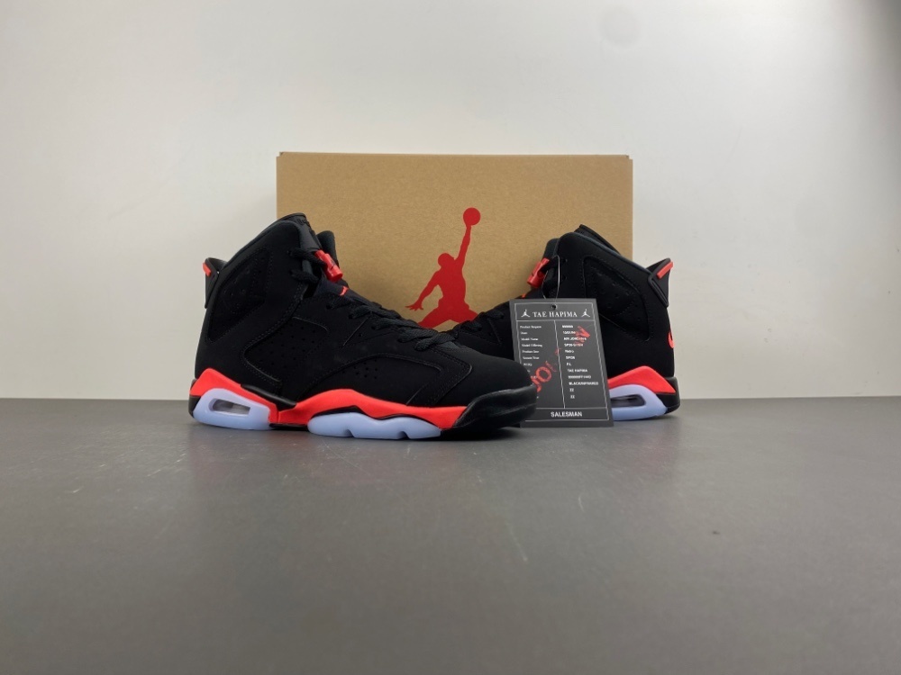 air Jordan 6 retro shoes kids-black/deep infrared